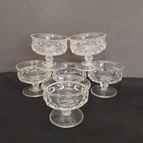 Tiffin Franciscan Kings Crown Clear Dessert/Sherbet/Champagne, Vintage set of 6 - Picture 1 of 5